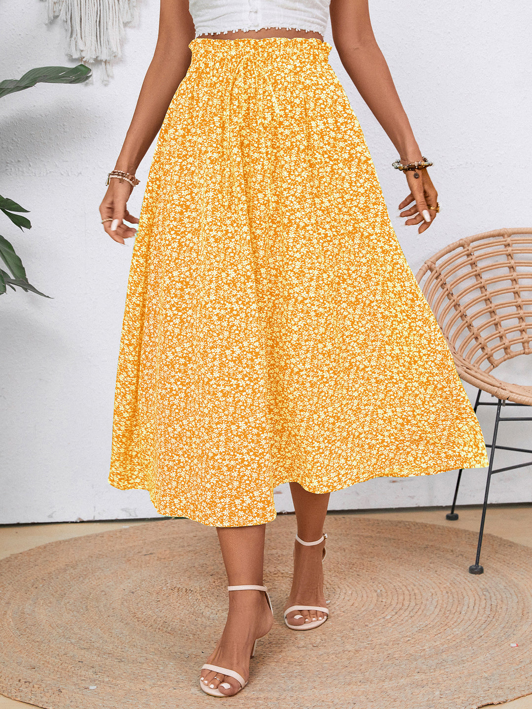 Damen Midi-Rock mit floralen Print Heidi-Mode