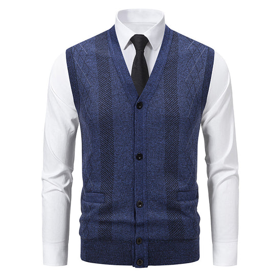 Herren Strickjacke mit klassischem V-Ausschnitt und feinem Zopfmuster Heidi-Mode