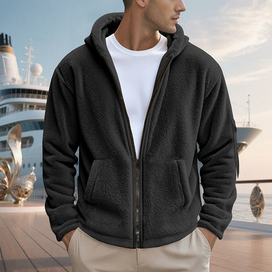 Herren Fleecejacke mit hohem Kragen und Wärmeisolierung Heidi-Mode