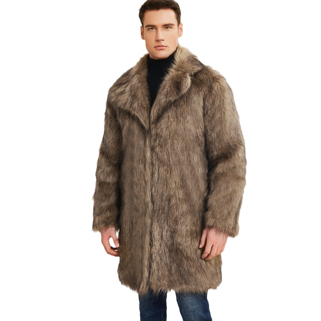 Herren Luxuriöse Kunstfelljacke mit breit geschnittenem Kragen Heidi-Mode