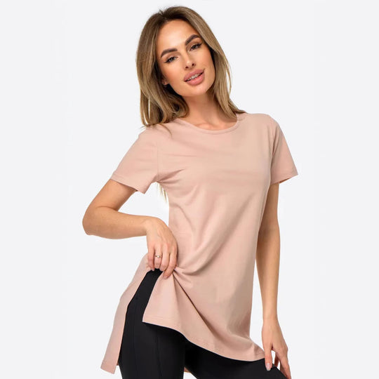 Damen Sportliches Longshirt mit seitlichen Schlitzen Heidi-Mode