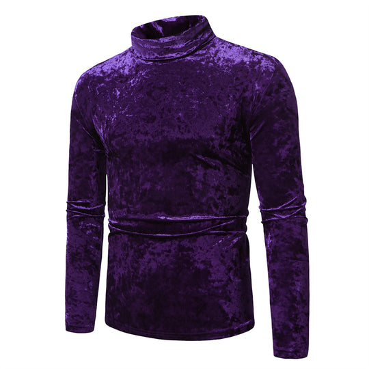 Herren Eleganter Rollkragenpullover aus weichem Samtstoff Heidi-Mode