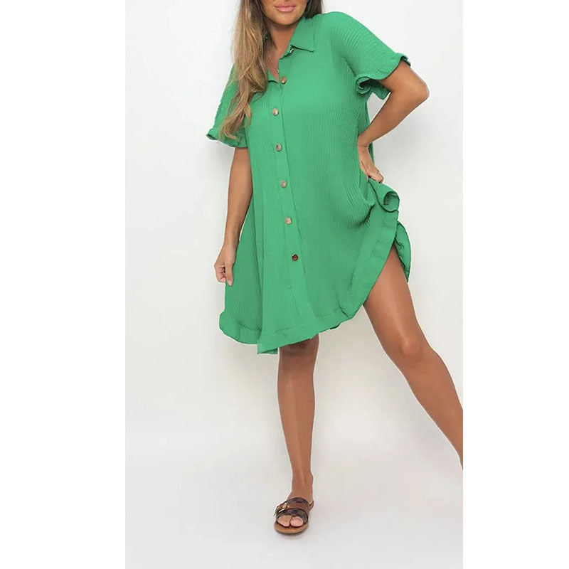 Damen Hemdkleid mit frischem Schnitt und lässigen Volant-Details Heidi-Mode