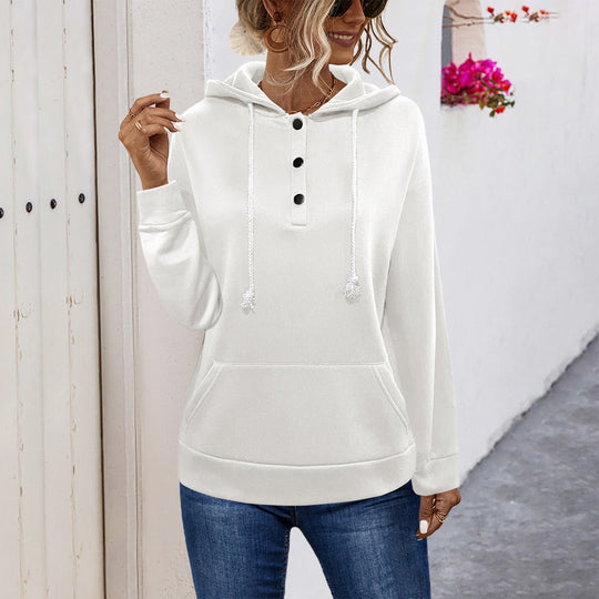 Damen Hoodie mit Knopfleiste und lässigem Schnitt Heidi-Mode