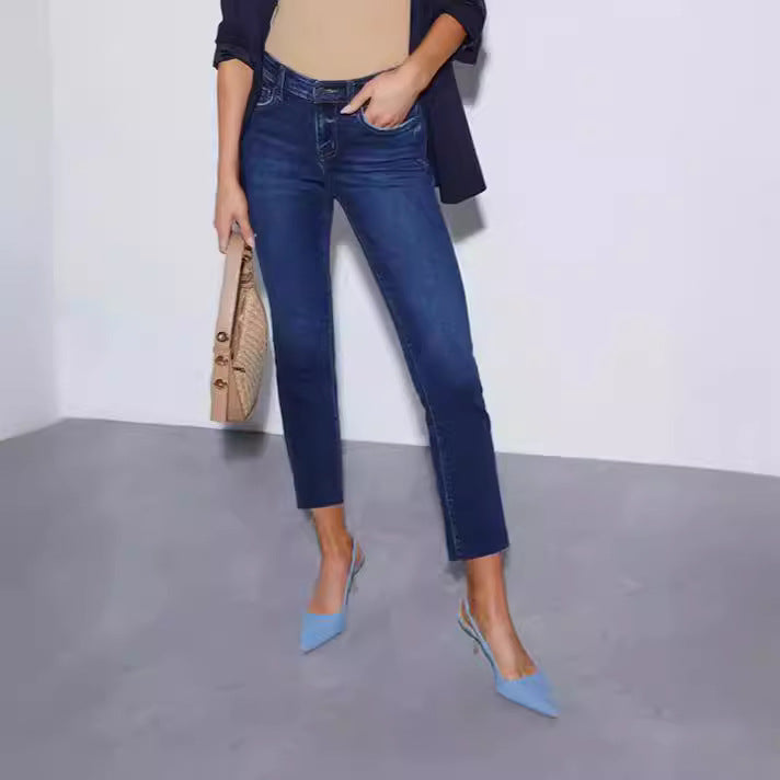 Damen Edle Cropped Jeans im klassischen Schnitt Heidi-Mode