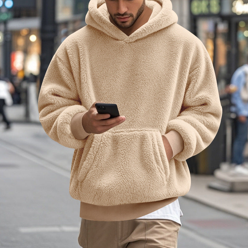 Herren übergroßer Fleece-Hoodie mit Kängurutasche und gemütlichem Schnitt Heidi-Mode