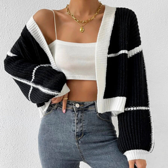 Damen Großer Strickcardigan mit voluminösen Ärmeln Heidi-Mode