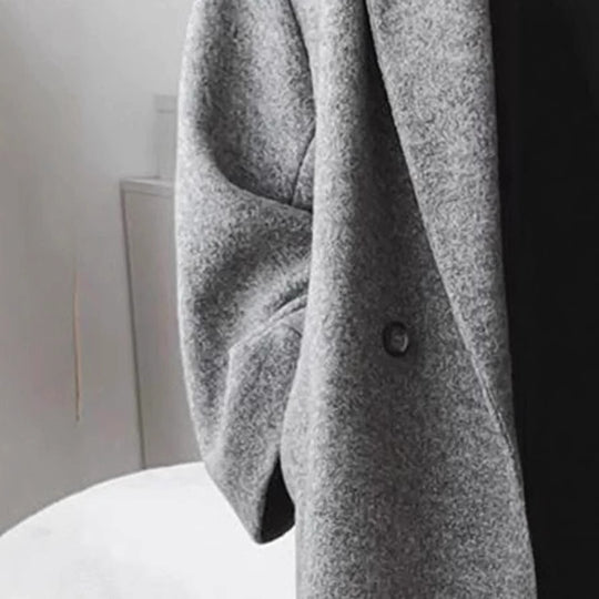 Damen Oversized Wollmantel mit klassischem Schnitt und bequemen Taschen Heidi-Mode