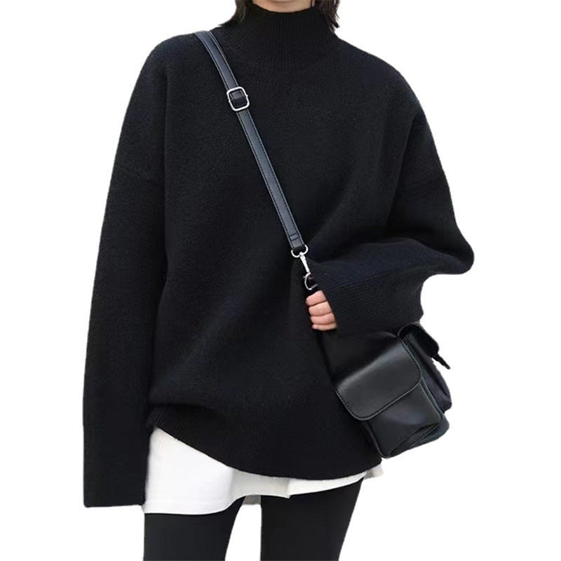 Damen Hochwertiger Rollkragenpullover mit oversized Schnitt und eleganten Ärmelabschlüssen Heidi-Mode