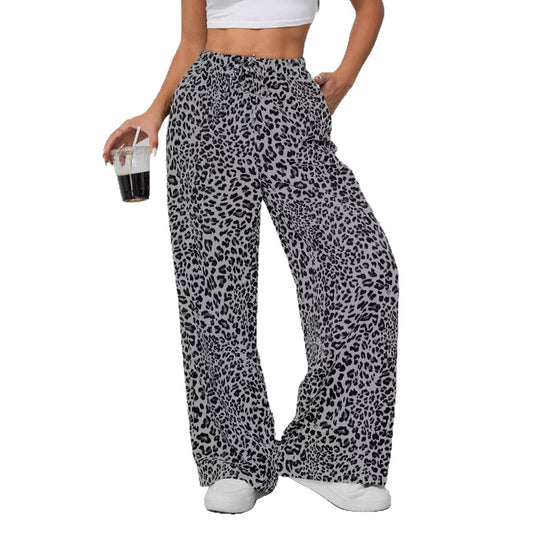 Damen Relaxed Fit Leopardenmuster Palazzo-Hose Heidi-Mode