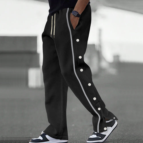 Herren Sportliche Lockere Jogginghose mit Druckknöpfen Heidi-Mode