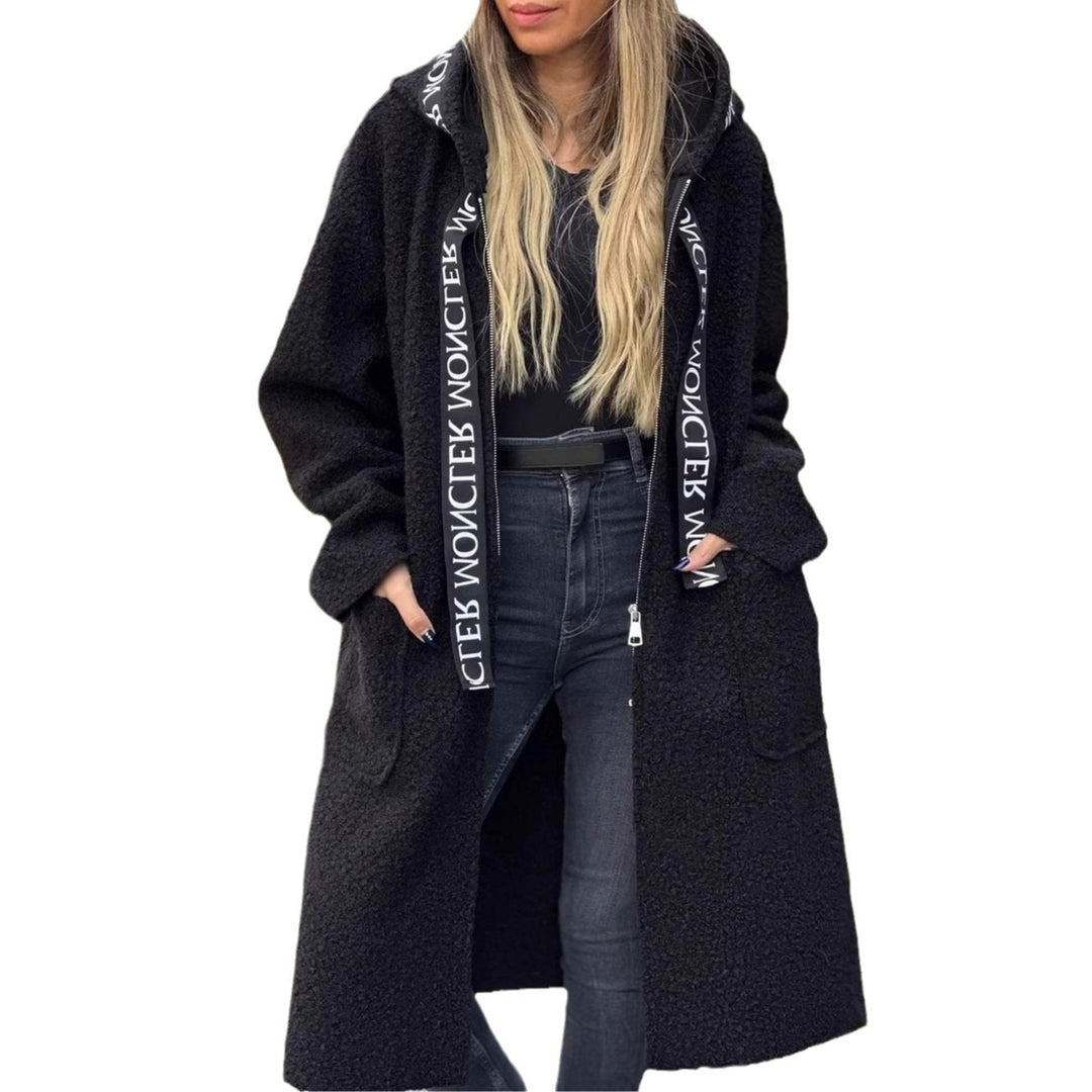Damen Modischer Oversized-Fleece-Mantel mit praktischen Taschen und Kapuze Heidi-Mode
