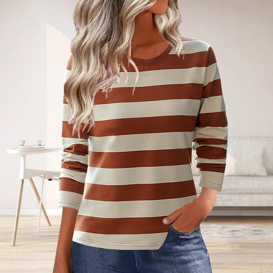 Damen Langarmshirt mit modernem Streifenmuster und bequemer Passform Heidi-Mode
