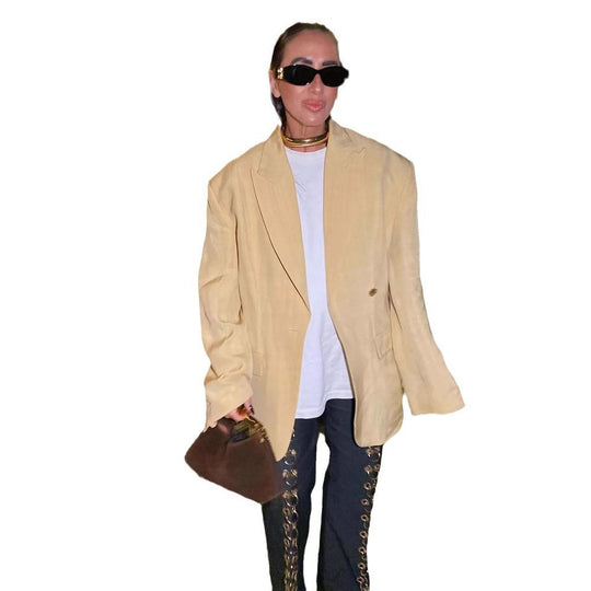 Damen Oversized Blazer aus hochwertigem Leinen Heidi-Mode