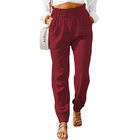 Damen Bequeme und elegante Sommerhose mit elastischem Bund und praktischen Taschen Heidi-Mode
