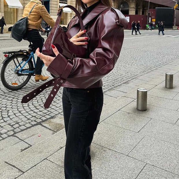 Damen Modische jacke im cropped Design mit Gummizug Heidi-Mode