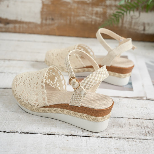 Damen Espadrilles mit raffiniertem Häkel-Design und rutschfester Sohle Heidi-Mode