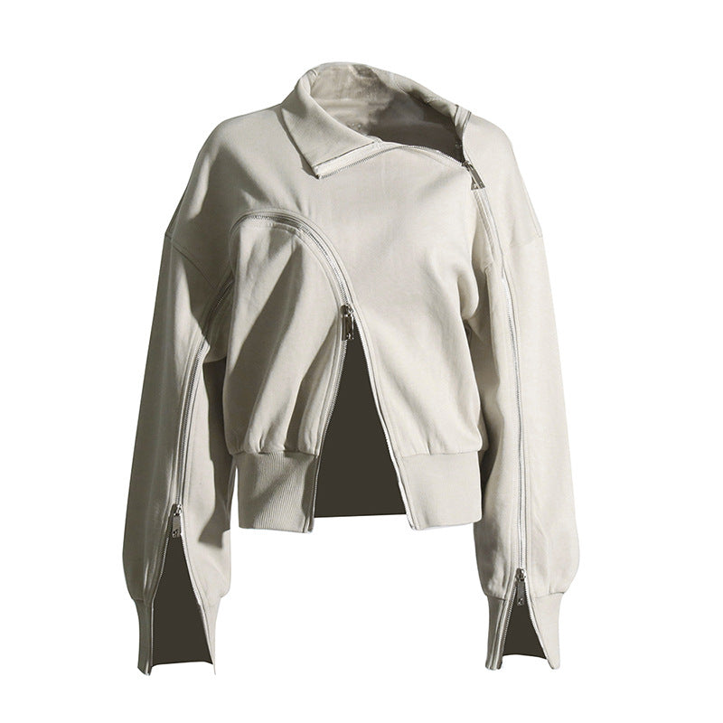 Damen innovative Sweatjacke mit einzigartigem Zip-Design und lässigem Schnitt Heidi-Mode