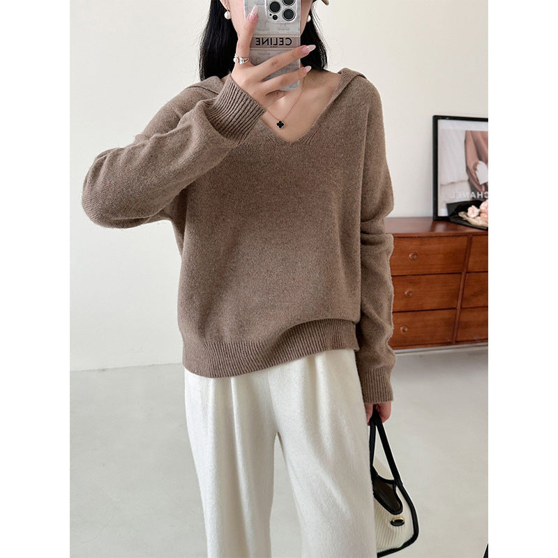 Damen Lässiger V-Ausschnitt Strickpullover Heidi-Mode