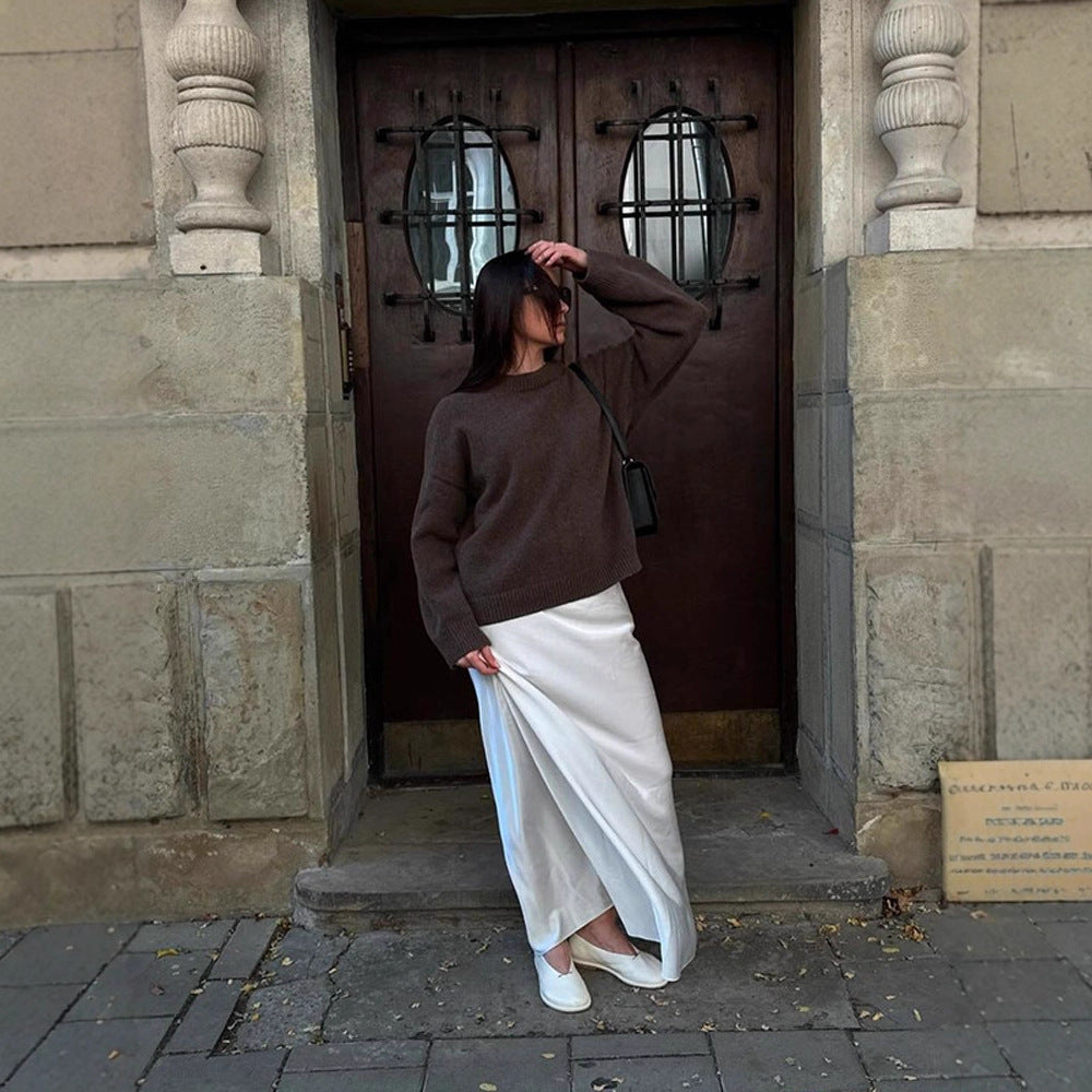 Damen Bequemer Oversized Crewneck Pullover Heidi-Mode