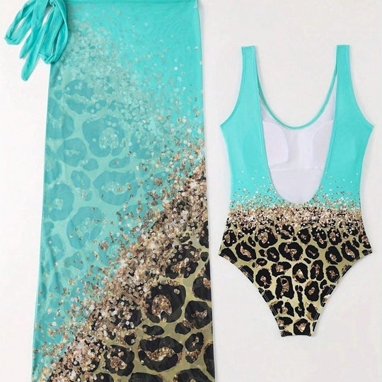 Femme Elegante Tierdruck Monokini mit Transparenter Bedeckung Heidi-Mode