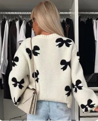Damen Strickjacke mit dekorativen Schleifen und glänzenden Akzenten Heidi-Mode