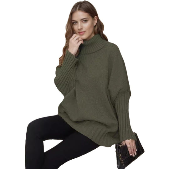 Damen Oversize Rollkragenpullover mit strukturiertem Strick Heidi-Mode