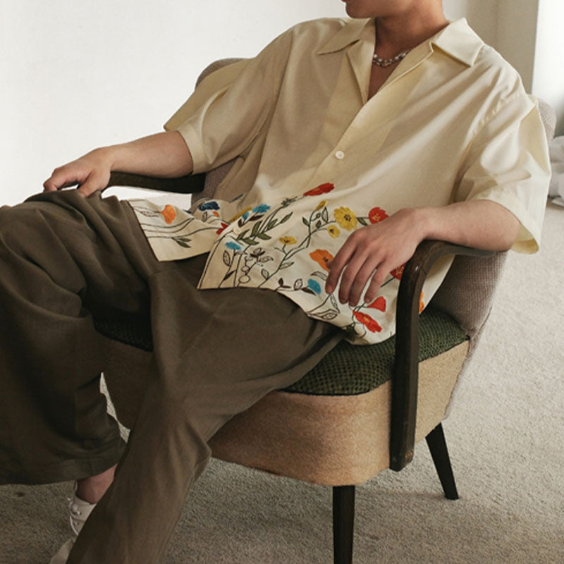 Herren Kurzarmhemd mit floralem Muster und hochwertigem Stoff Heidi-Mode