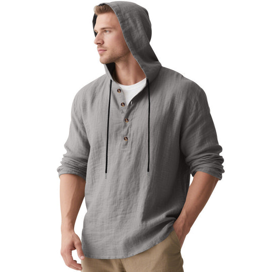 Herren Kapuzenshirt mit Knopfleiste und lässigem Schnitt Heidi-Mode