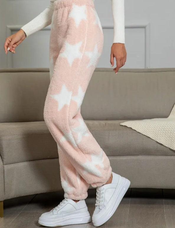 Damen kuschelige Fleece-Hose mit Leopardenmuster Heidi-Mode