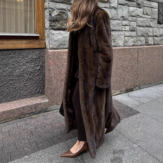 Damen Eleganter und flauschiger Langmantel aus Kunstfell Heidi-Mode