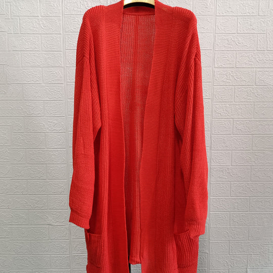 Damen lässige Strickjacke mit offener Front und großzügigen Ärmeln Heidi-Mode