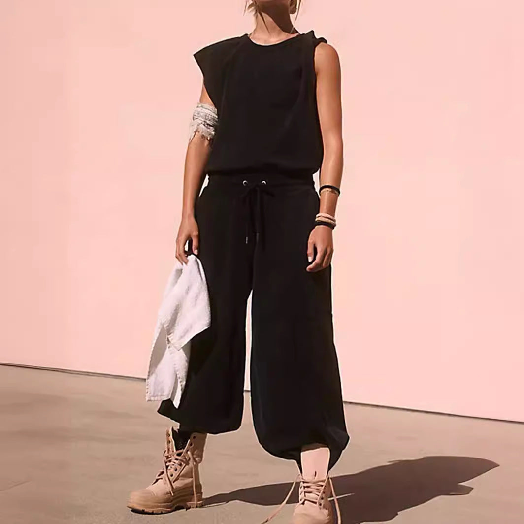 Damen lässiger Sweatanzug mit weiter Silhouette und elastischem Bund Heidi-Mode