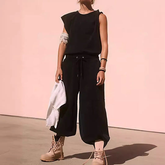 Damen lässiger Sweatanzug mit weiter Silhouette und elastischem Bund Heidi-Mode