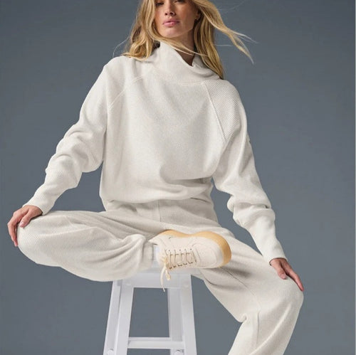 Damen Cozy Waffelstrick Sweater Set Heidi-Mode