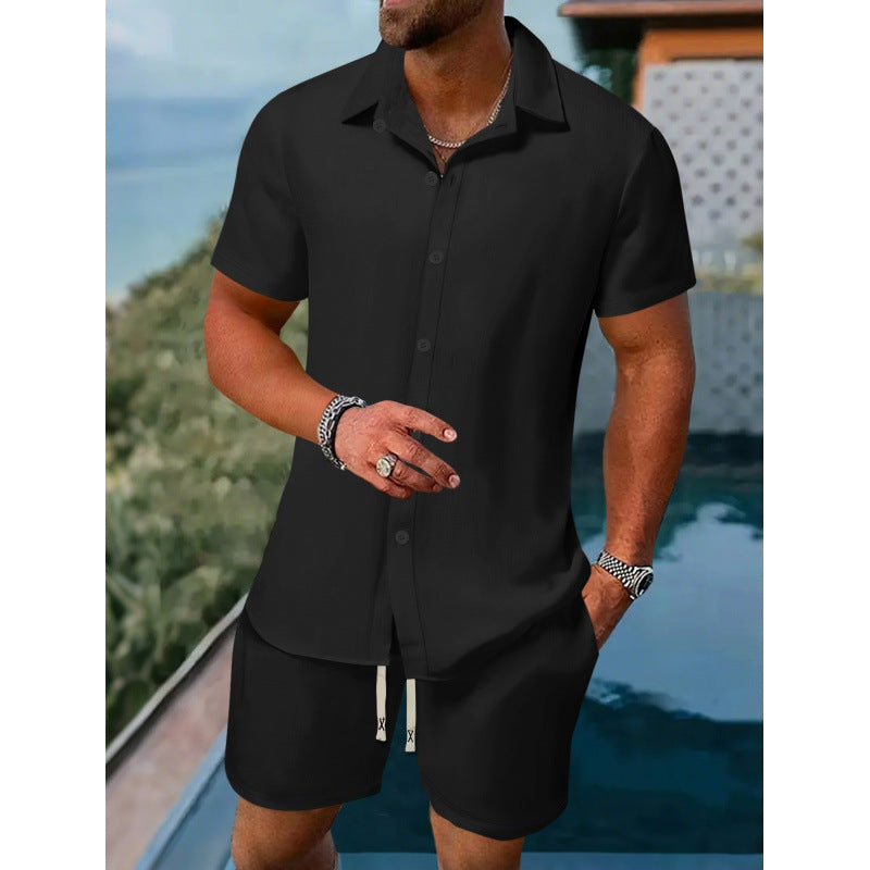 Herren lässiges Kurzarmhemd und Shorts-Set Heidi-Mode