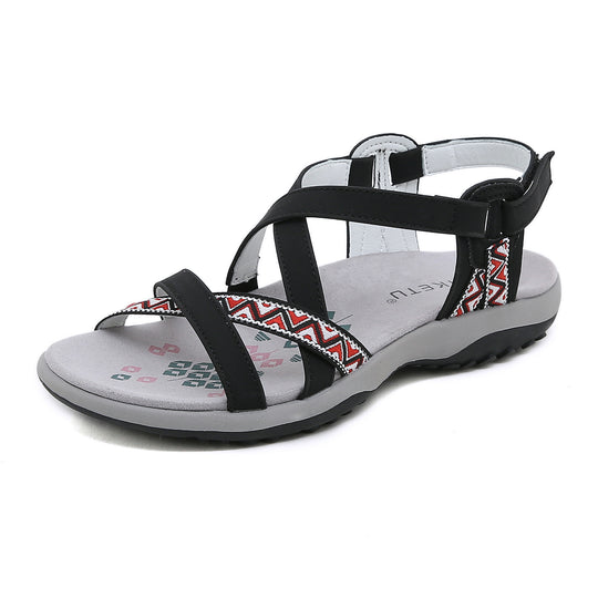 Damen Sandalen mit konturiertem Fußbett und verstellbaren Riemen Heidi-Mode