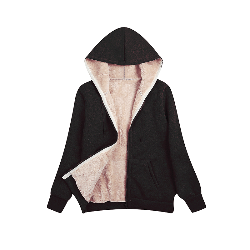 Damen kuschelige Fleecejacke mit Kapuze und Taschen Heidi-Mode