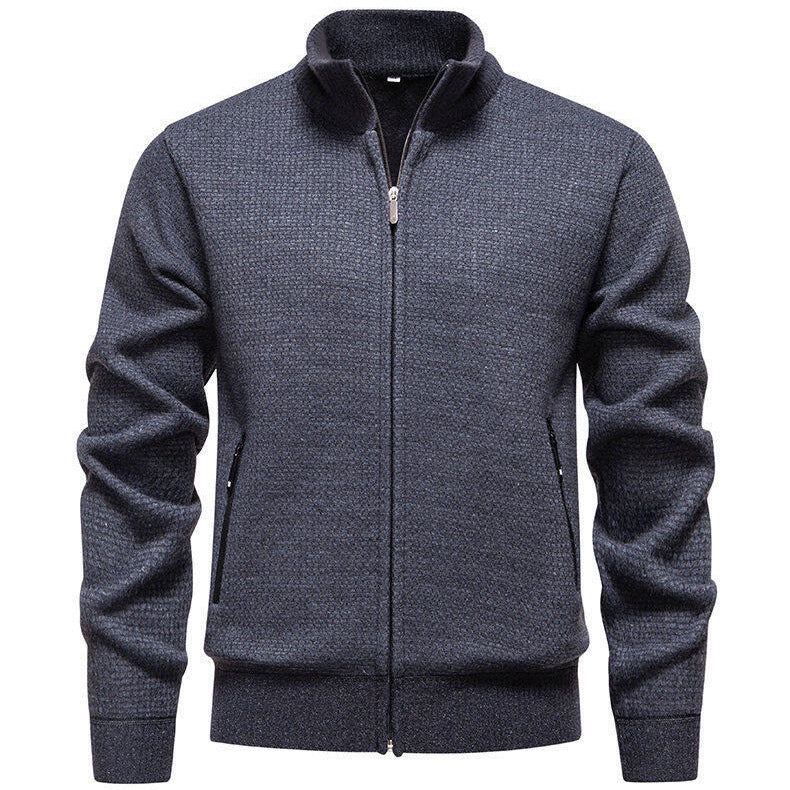 Herren Strickjacke mit modernem Zipper und seitlichen Reißverschlusstaschen Heidi-Mode