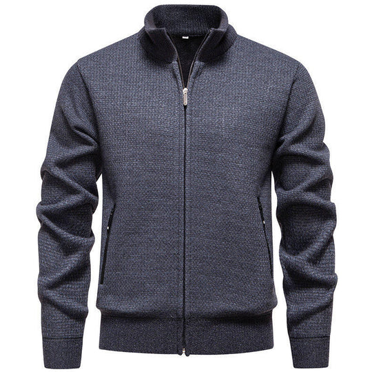 Herren Strickjacke mit modernem Zipper und seitlichen Reißverschlusstaschen Heidi-Mode