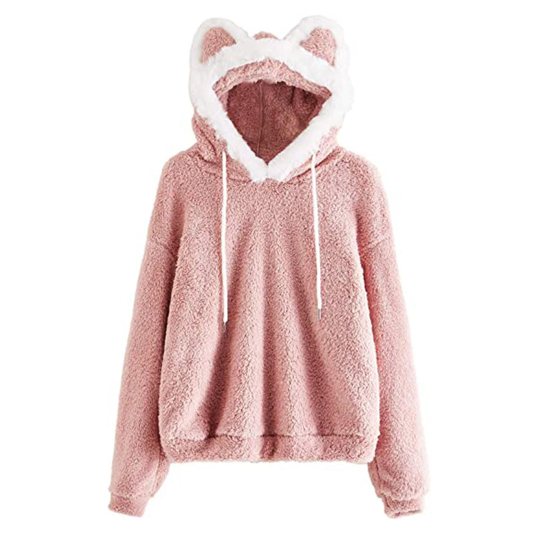Damen Gemütlicher Kapuzenpullover mit süßem Ohren-Design und kuscheligem Fleece Heidi-Mode