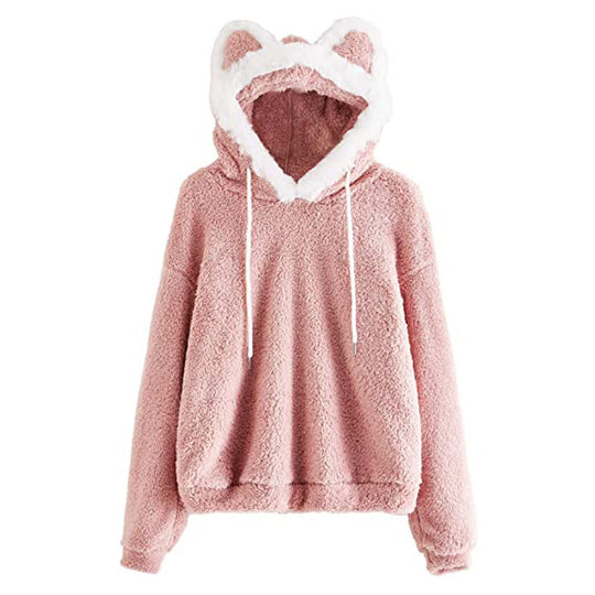 Damen Gemütlicher Kapuzenpullover mit süßem Ohren-Design und kuscheligem Fleece Heidi-Mode