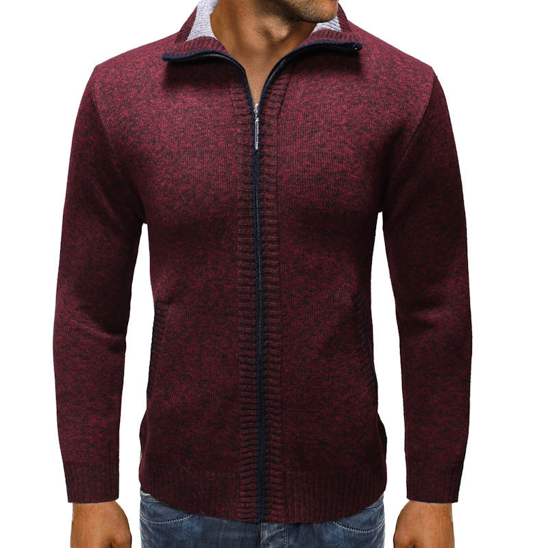 Herren Strickjacke mit Stehkragen und praktischen Taschen Heidi-Mode