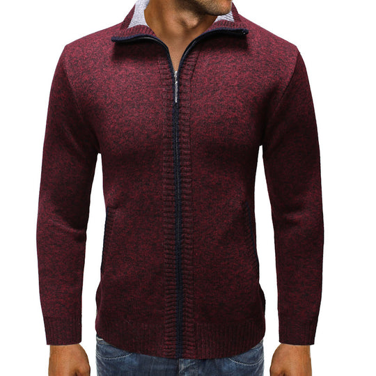 Herren Strickjacke mit Stehkragen und praktischen Taschen Heidi-Mode