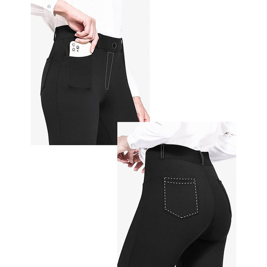 Damen Elegante figurbetonte Stretchhose mit hohen Taschen Heidi-Mode