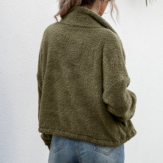 Damen Fleecejacke mit hohem Kragen und elastischem Bund Heidi-Mode