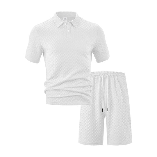 Herren elegantes Sport-Set mit strukturierter Oberfläche und bequemem Kurzarm-Polo Heidi-Mode