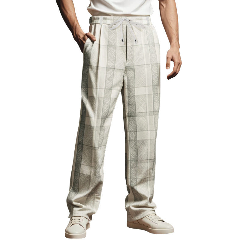 Herren Karierte Freizeit-Hose mit elastischem Bund und praktischen Taschen Heidi-Mode