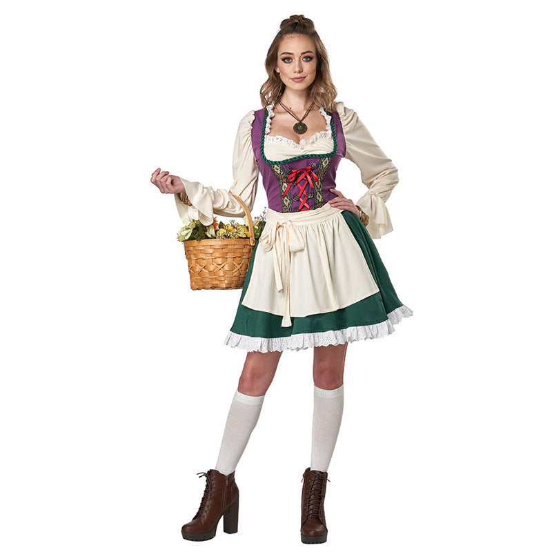 Damen Trachtenkleid mit romantischen Rüschendetails und elegantem Gürtel Heidi