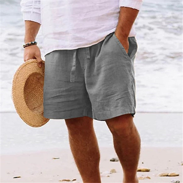 Herren luftige Leinen-Shorts mit elastischem Bund und praktischen Seitentaschen Heidi-Mode